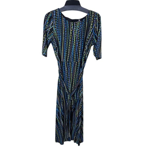 Kasper Geometric Print‎ Midi Dress Blue Green Black Pattern Work Office Size 8 - Picture 1 of 11